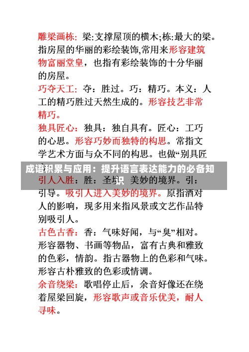 成语积累与应用：提升语言表达能力的必备知识
